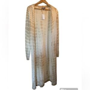 FRESHMAN 1996 Full-Length White/Beige Animal Print Cardigan Sweater - Size Small